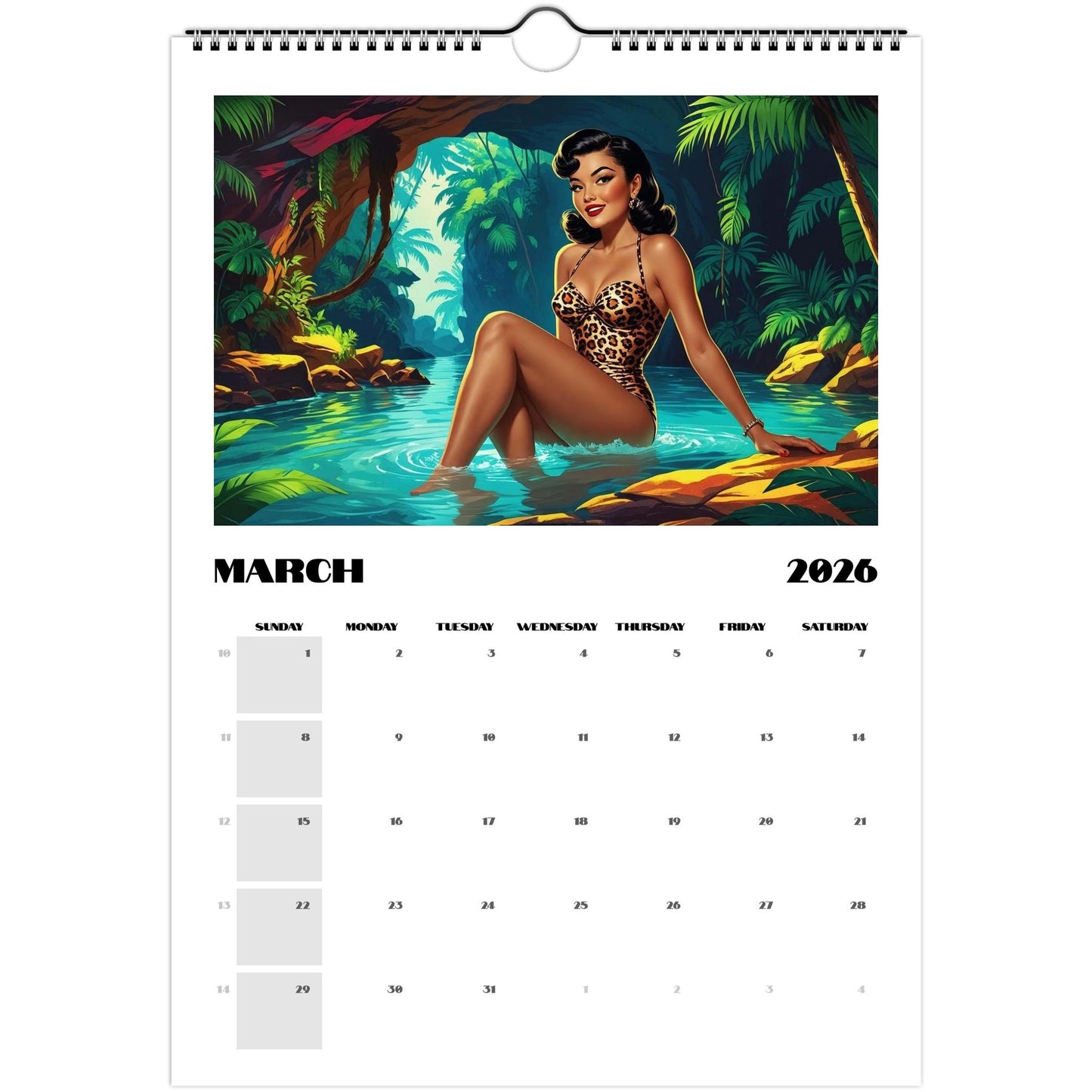 Jungle Fever 2026 Retro Wall Calendar - Retro Au Go Go
