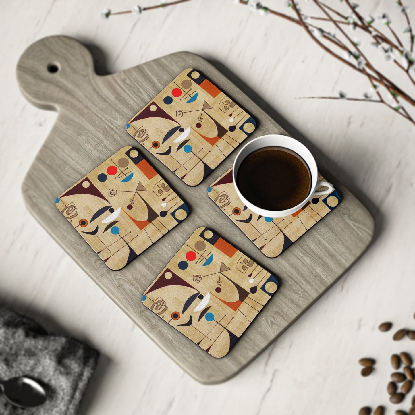 Atomic Shapes Coaster Set - Retro Au Go Go