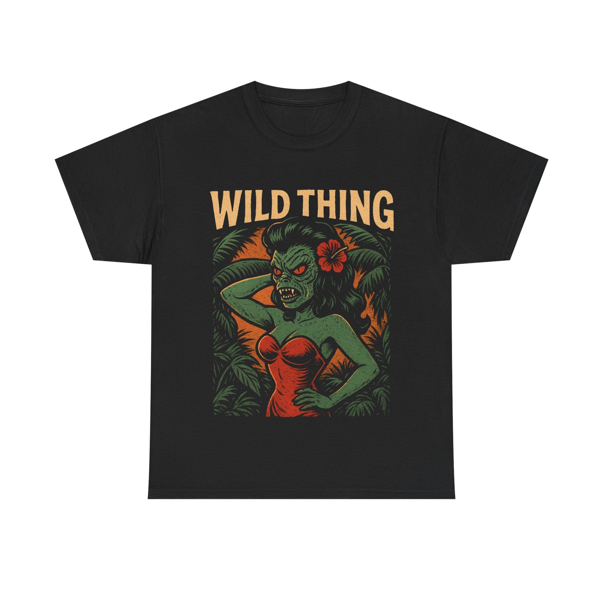 Wild Thing Rockabilly Monster Girl Tropical Kustom Kulture T-Shirt - Retro Au Go Go