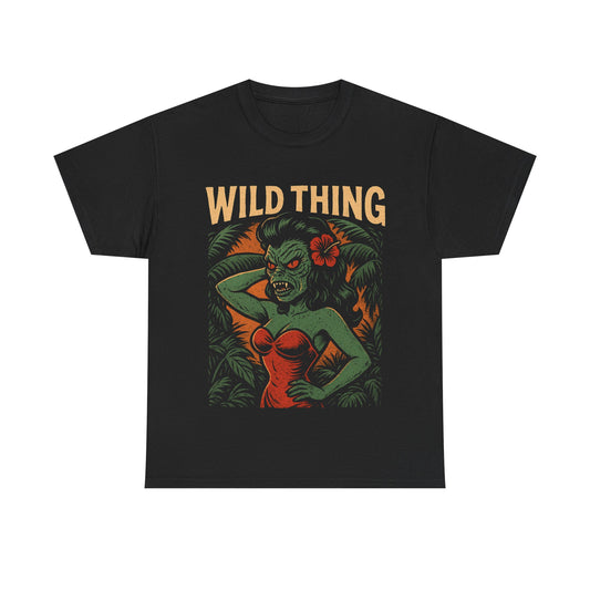 Wild Thing Rockabilly Monster Girl Tropical Kustom Kulture T-Shirt - Retro Au Go Go