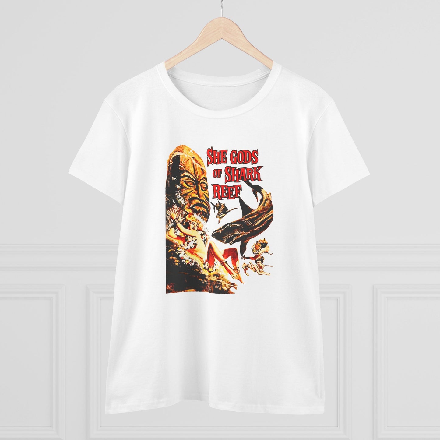 She Gods Of Shark Reef Womens T-shirt - Retro Au Go Go