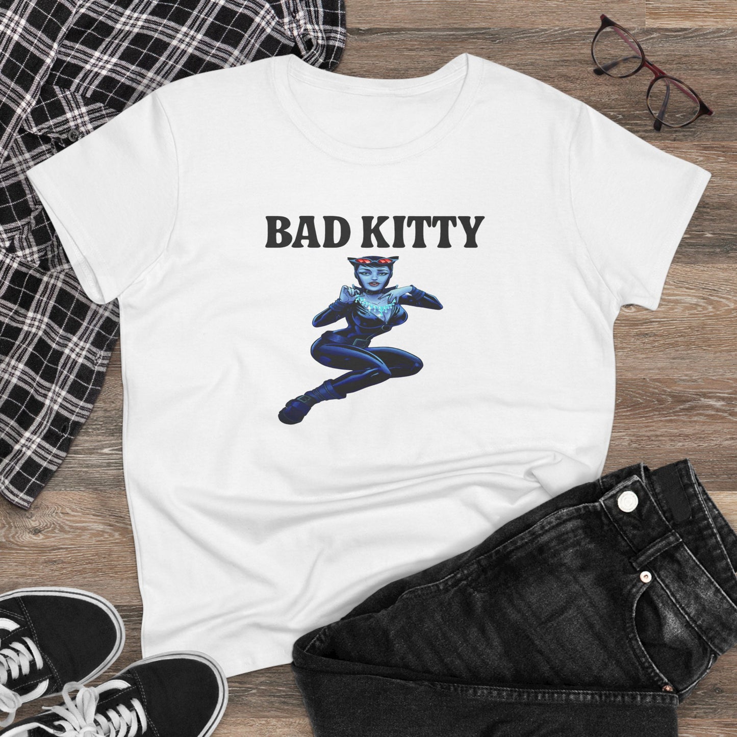 Bad Kitty Cat Woman Womens T Shirt