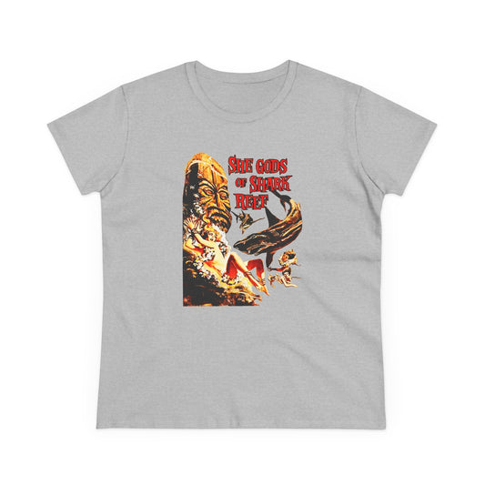 She Gods Of Shark Reef Womens T-shirt - Retro Au Go Go