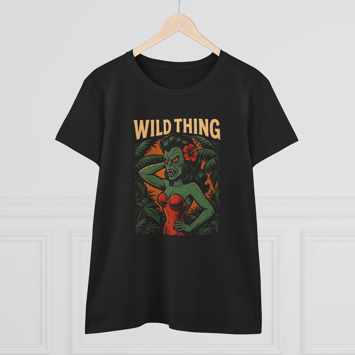 Wild Thing Rockabilly Monster Girl Tropical Kustom Kulture Womens T-Shirt - Retro Au Go Go