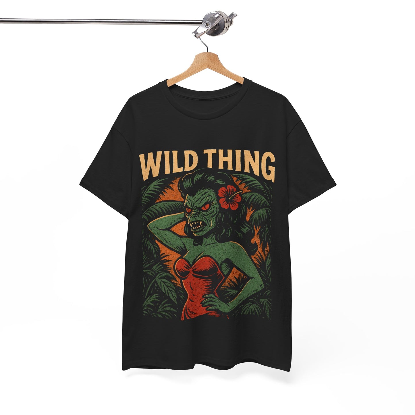 Wild Thing Rockabilly Monster Girl Tropical Kustom Kulture T-Shirt - Retro Au Go Go