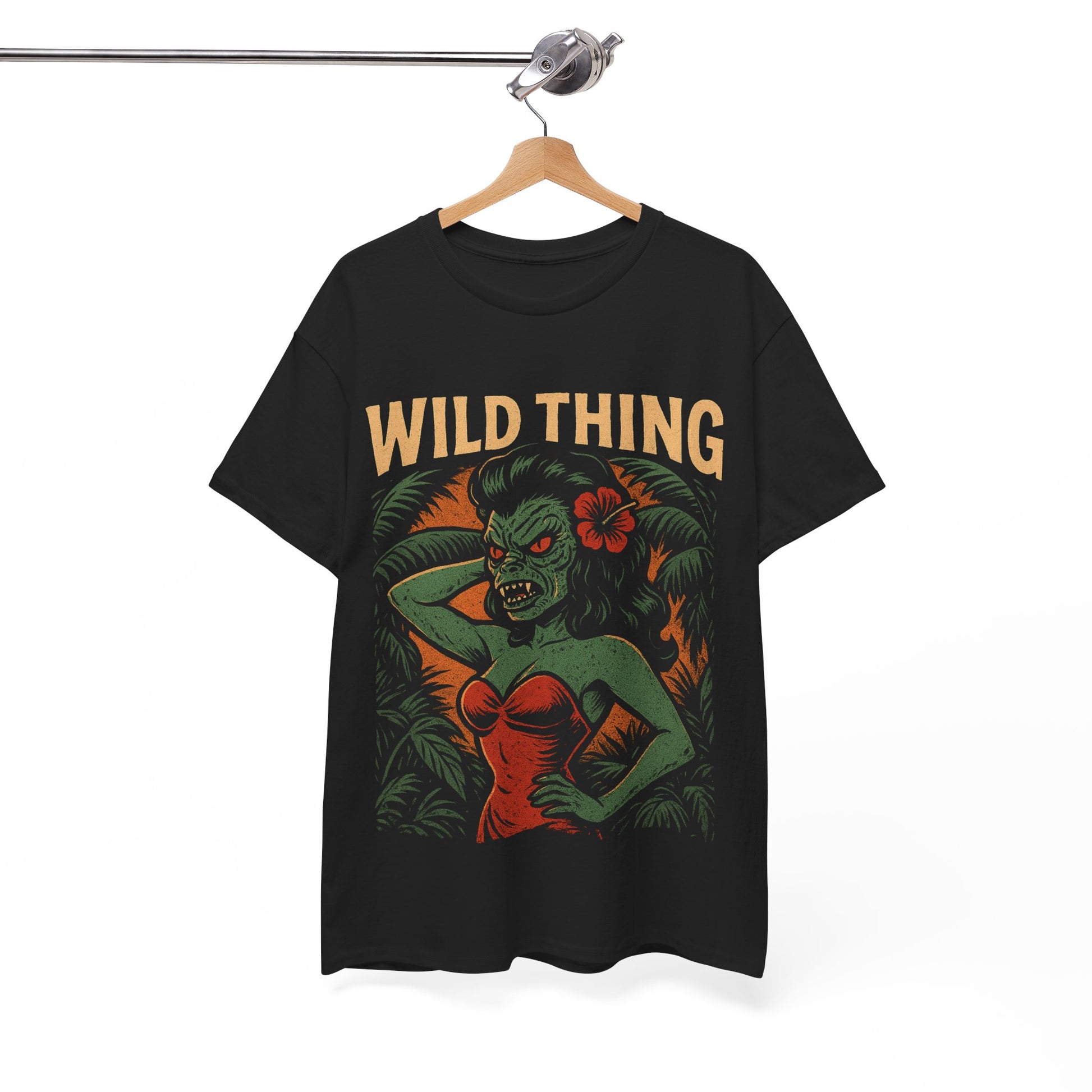 Wild Thing Rockabilly Monster Girl Tropical Kustom Kulture T-Shirt - Retro Au Go Go