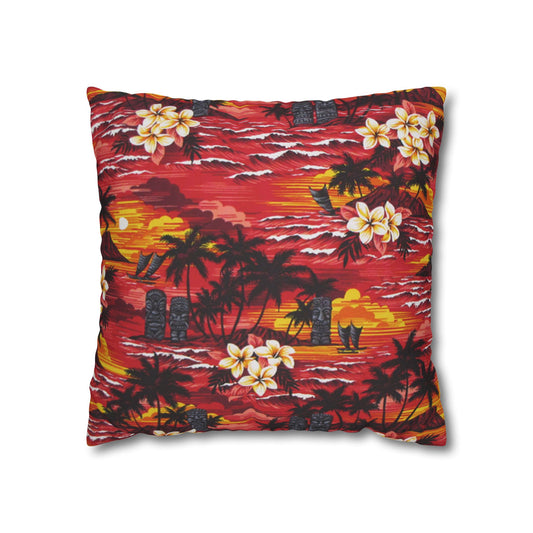 Red Tiki Hawaiian Cushion Cover - Retro Au Go Go