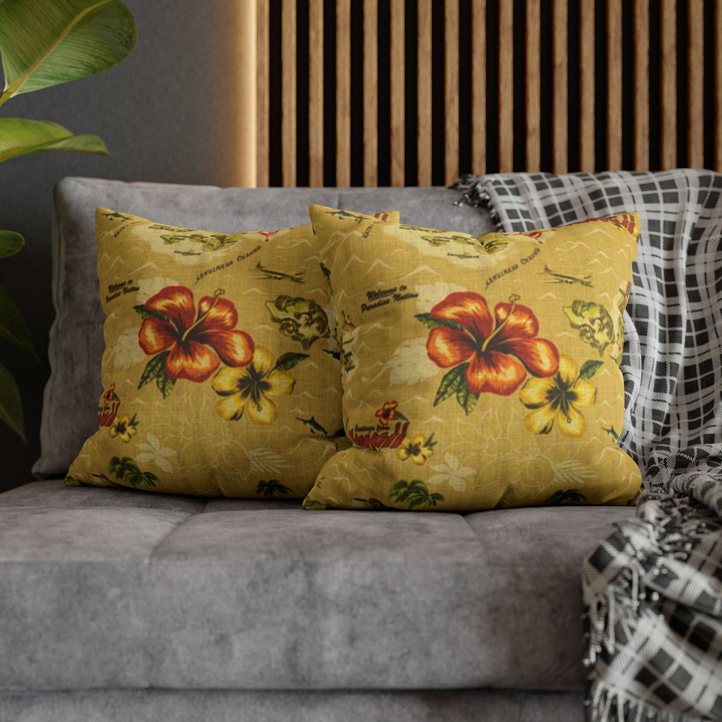 Vintage Hibiscus Hawaiian Cushion Cover - Retro Au Go Go