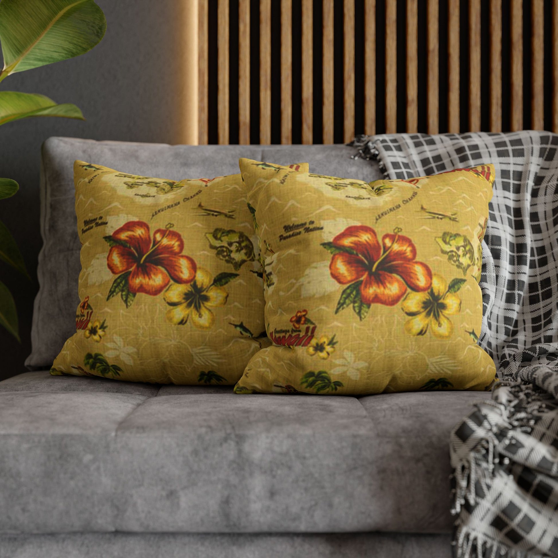 Vintage Hibiscus Hawaiian Cushion Cover - Retro Au Go Go