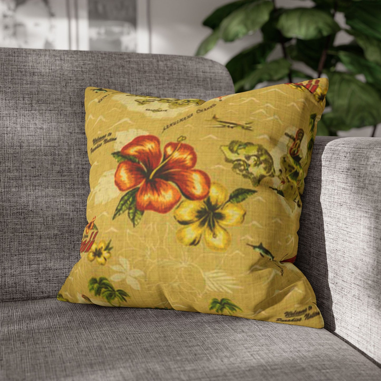 Vintage Hibiscus Hawaiian Cushion Cover - Retro Au Go Go