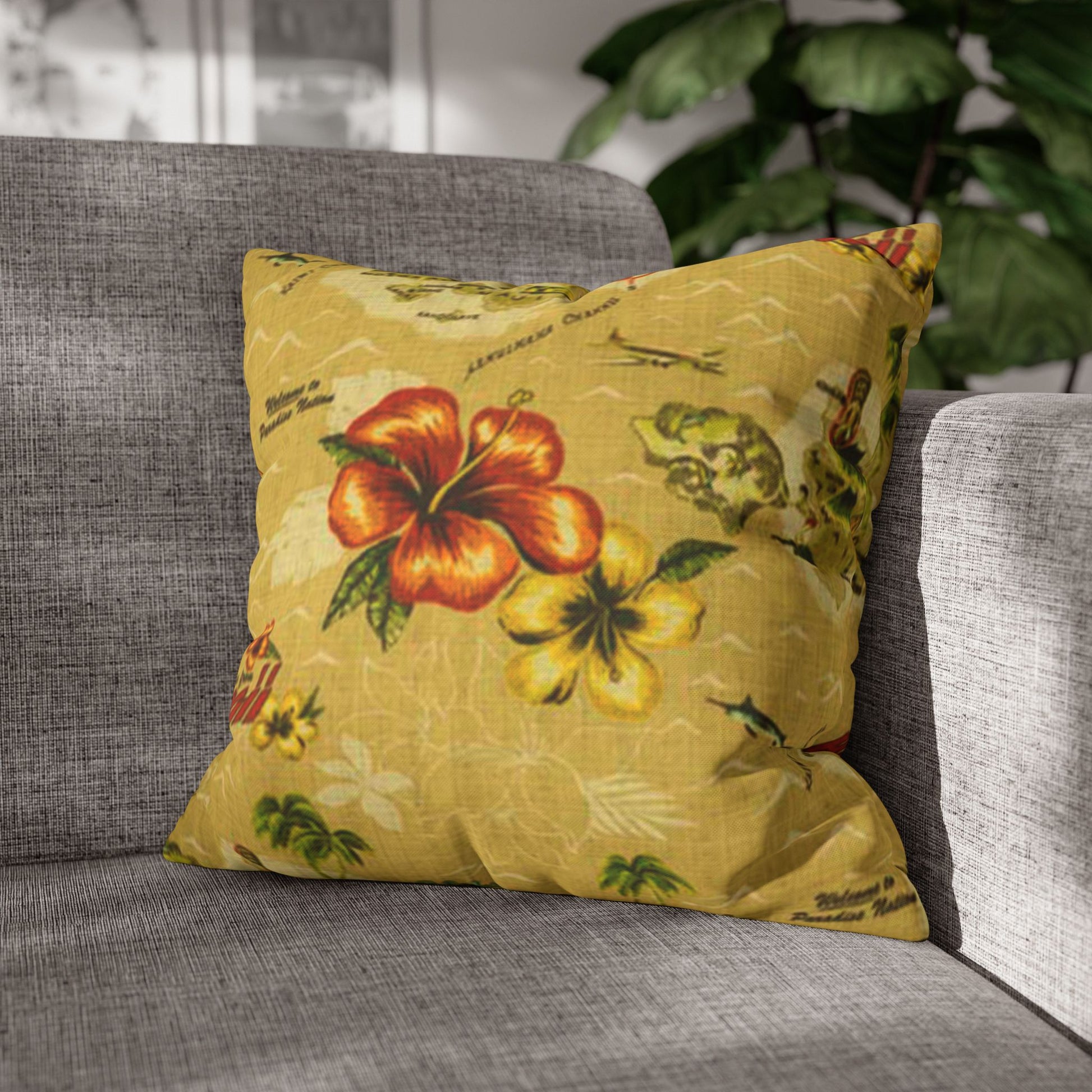Vintage Hibiscus Hawaiian Cushion Cover - Retro Au Go Go