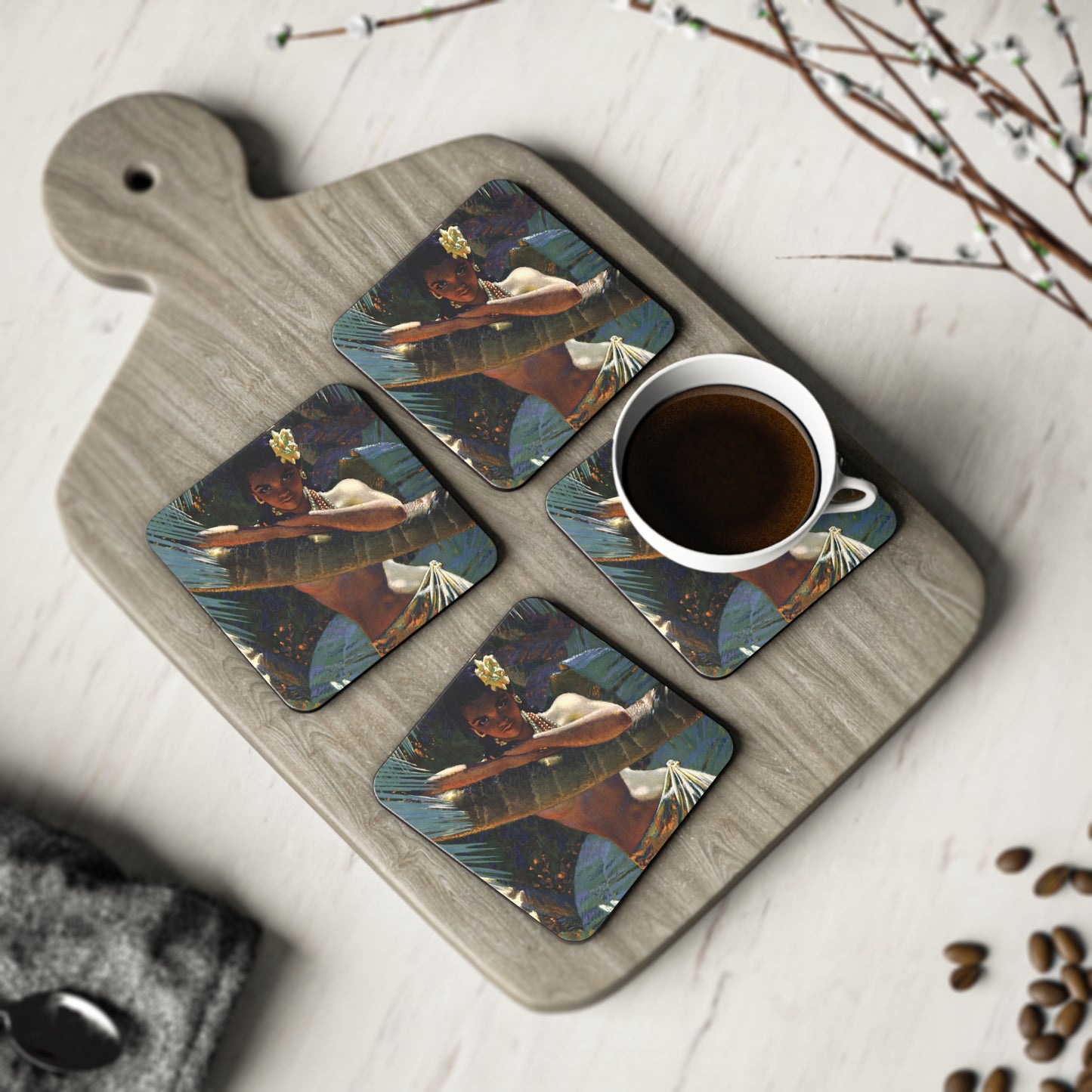 Hawaiian Beauty Coaster Set Of 4 - Retro Au Go Go