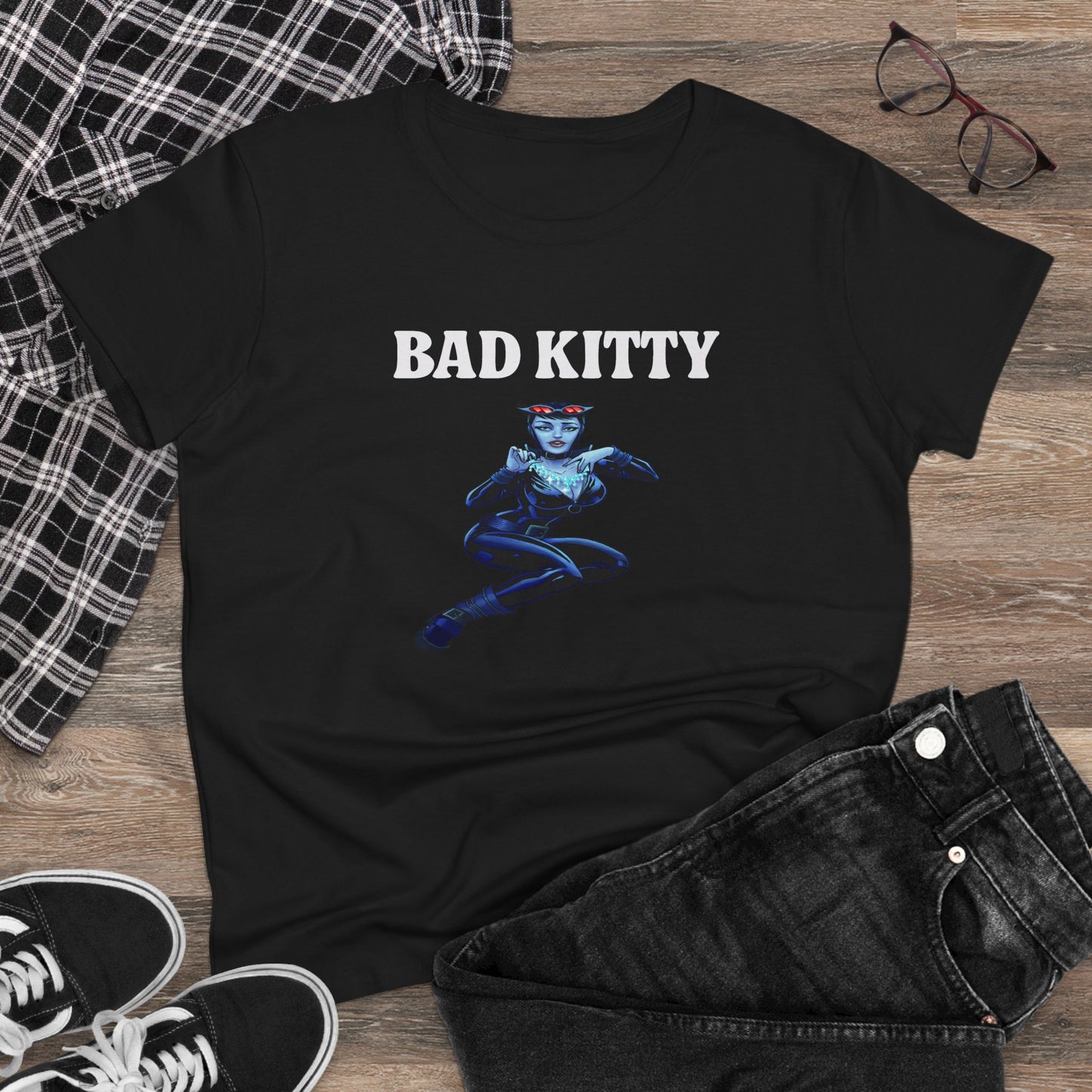 Bad Kitty Cat Woman Womens T Shirt