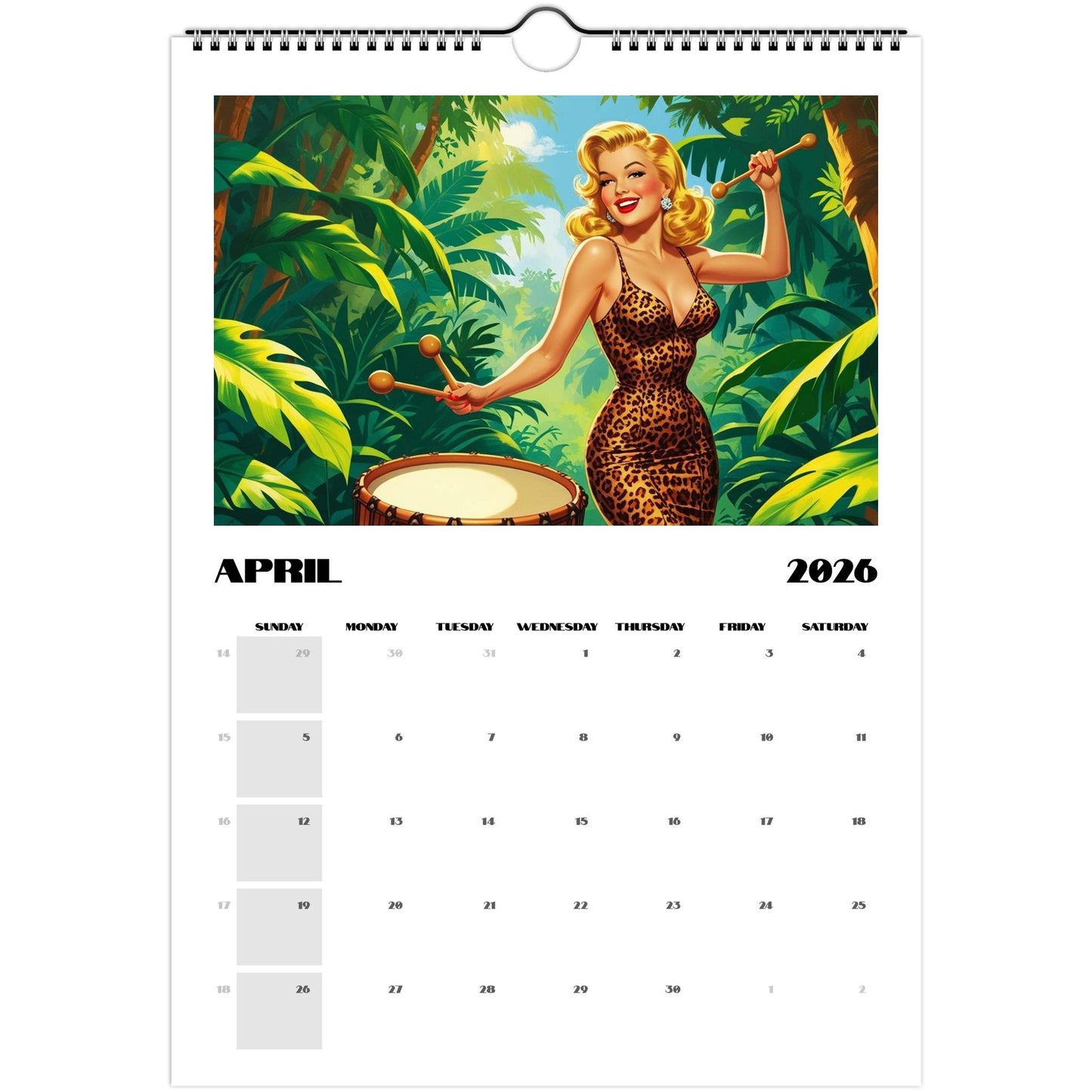 Jungle Fever 2026 Retro Wall Calendar - Retro Au Go Go