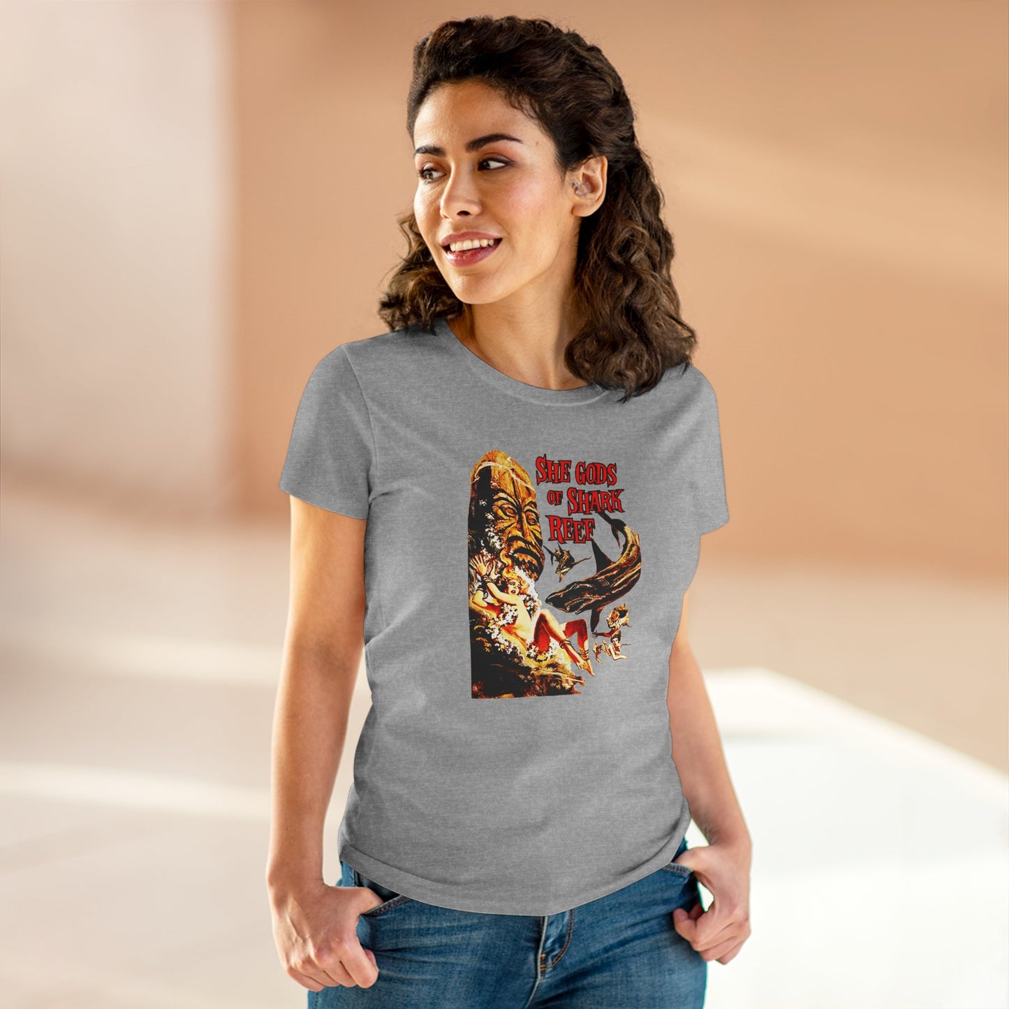 She Gods Of Shark Reef Womens T-shirt - Retro Au Go Go