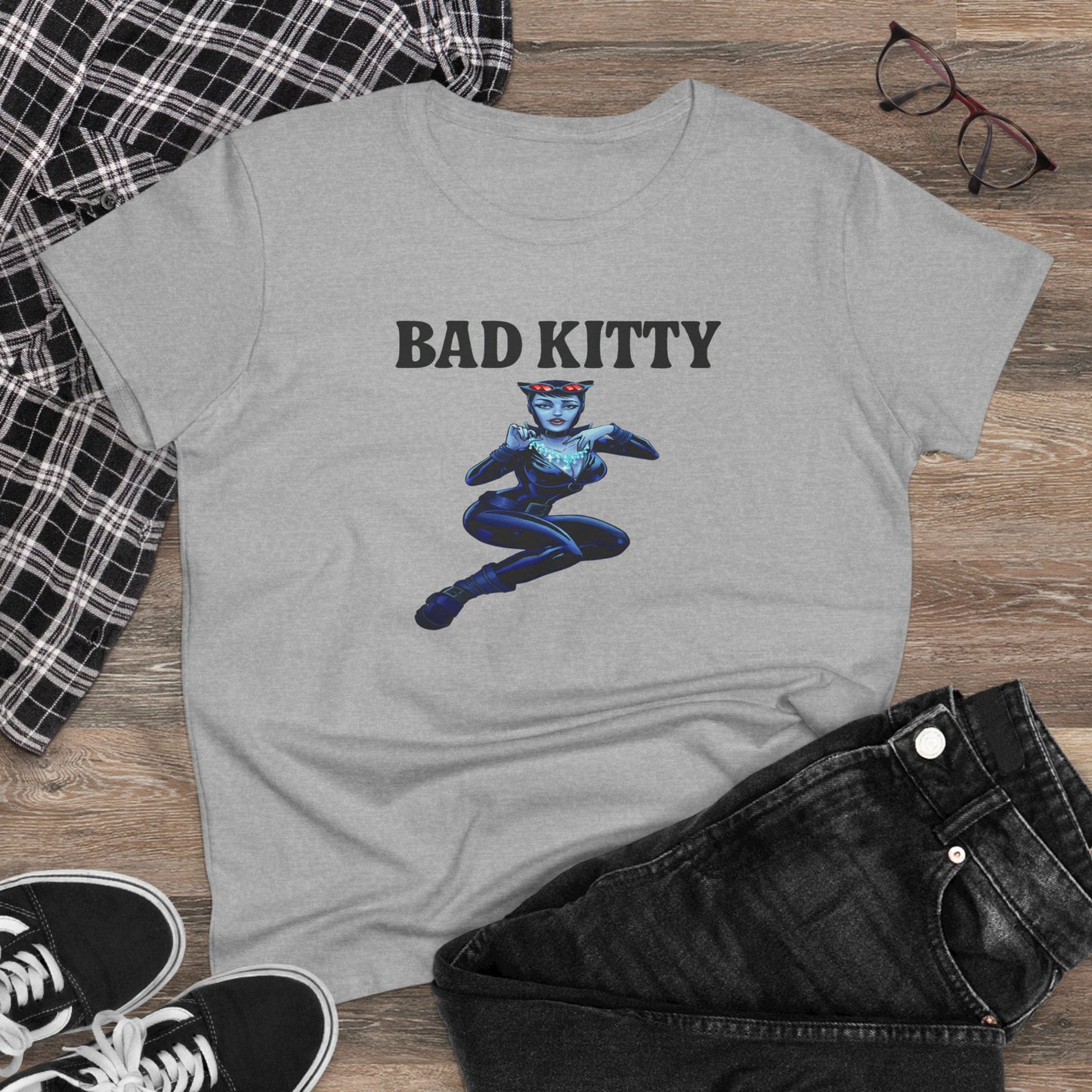 Bad Kitty Cat Woman Womens T Shirt
