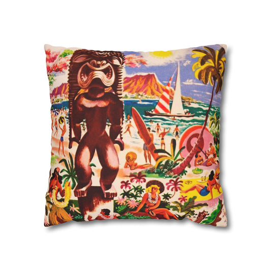 Vintage Island Tiki Hawaiian Cushion Cover - Retro Au Go Go
