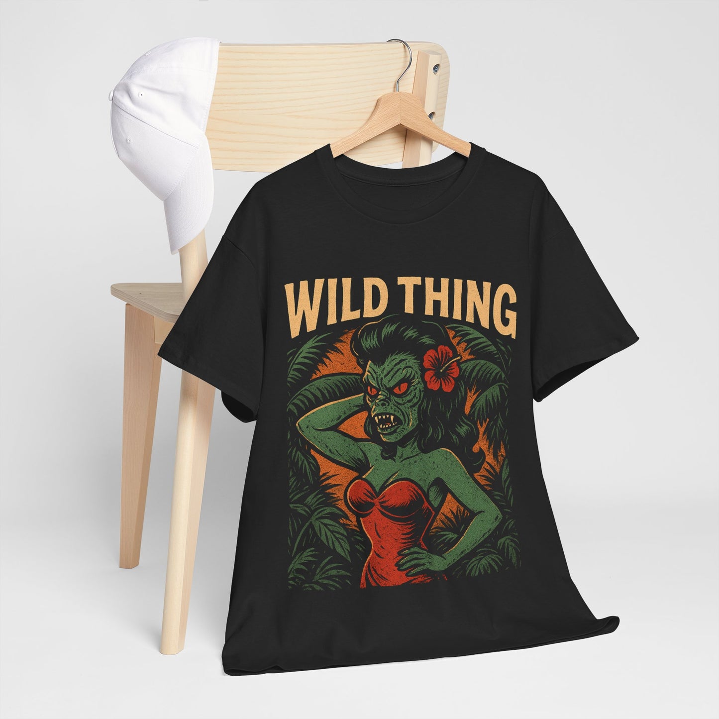 Wild Thing Rockabilly Monster Girl Tropical Kustom Kulture T-Shirt - Retro Au Go Go
