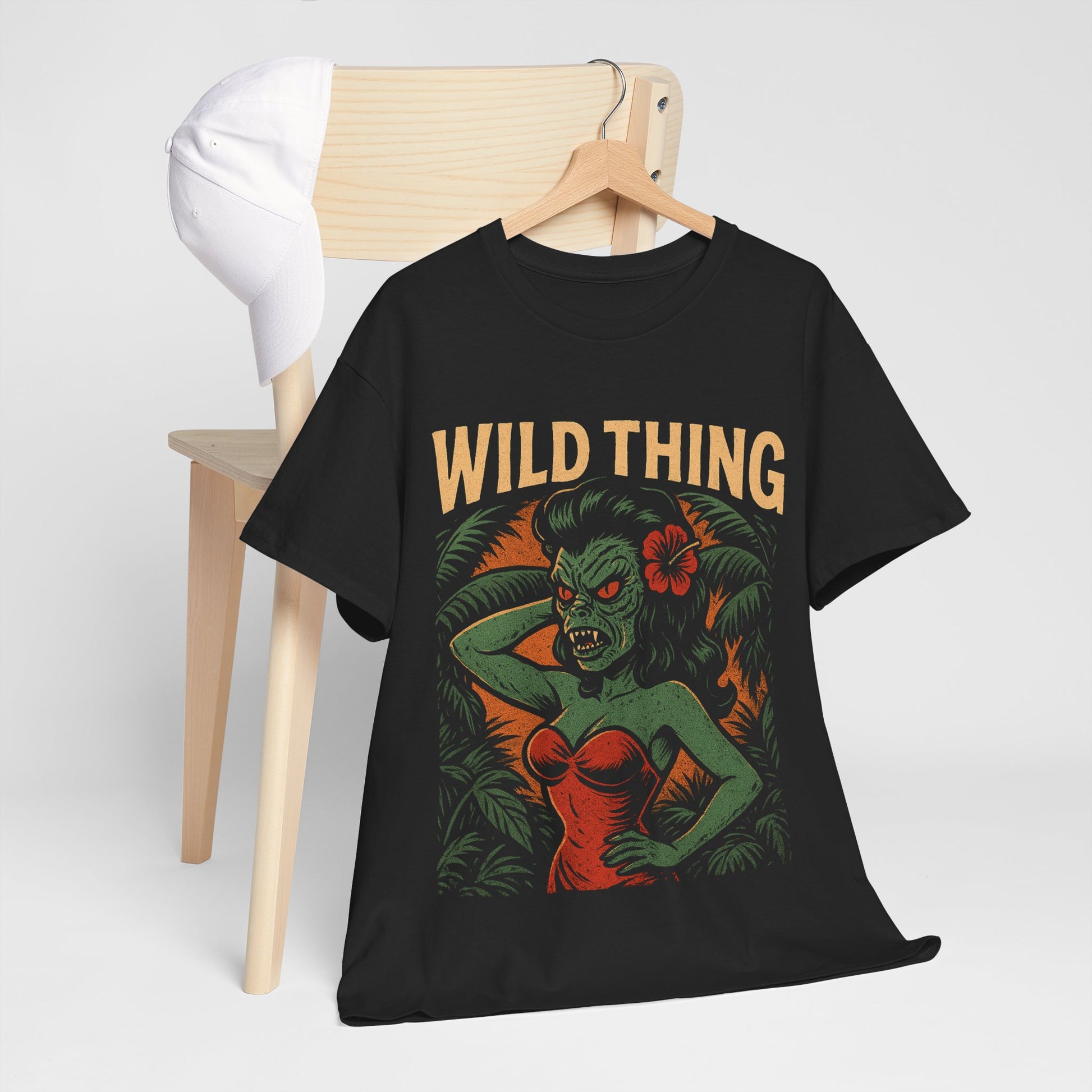 Wild Thing Rockabilly Monster Girl Tropical Kustom Kulture T-Shirt - Retro Au Go Go