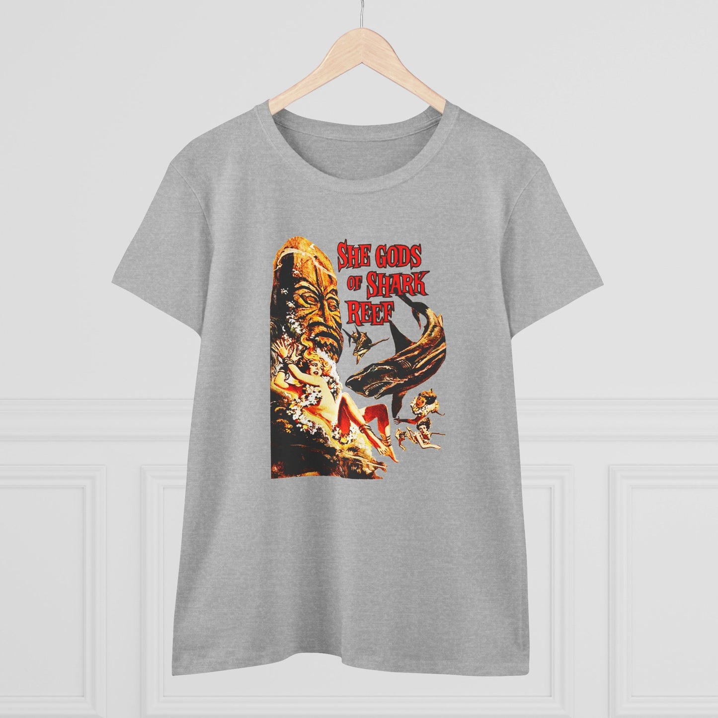 She Gods Of Shark Reef Womens T-shirt - Retro Au Go Go