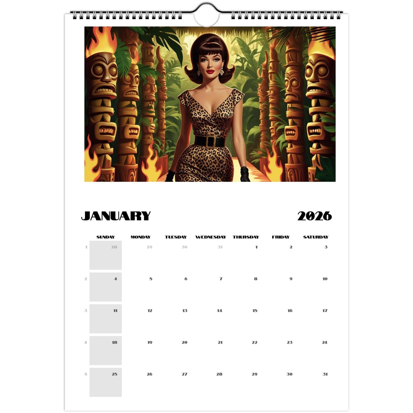Jungle Fever 2026 Retro Wall Calendar - Retro Au Go Go