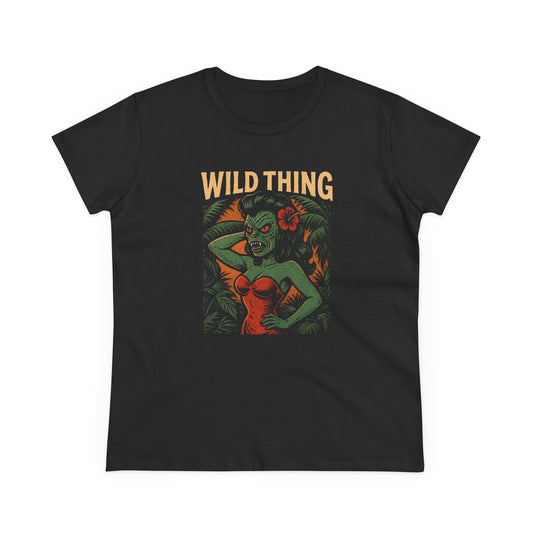 Wild Thing Rockabilly Monster Girl Tropical Kustom Kulture Womens T-Shirt - Retro Au Go Go