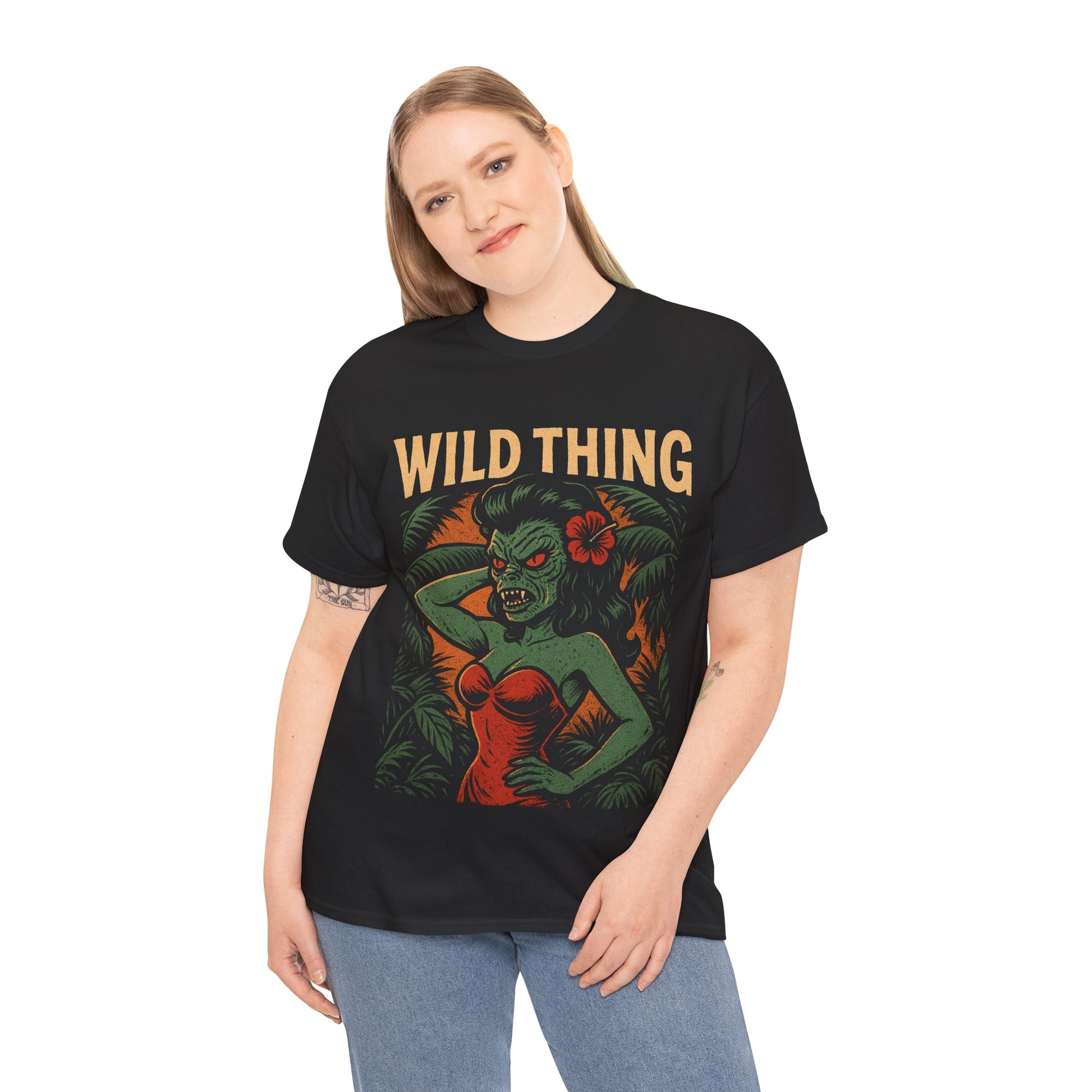 Wild Thing Rockabilly Monster Girl Tropical Kustom Kulture T-Shirt - Retro Au Go Go