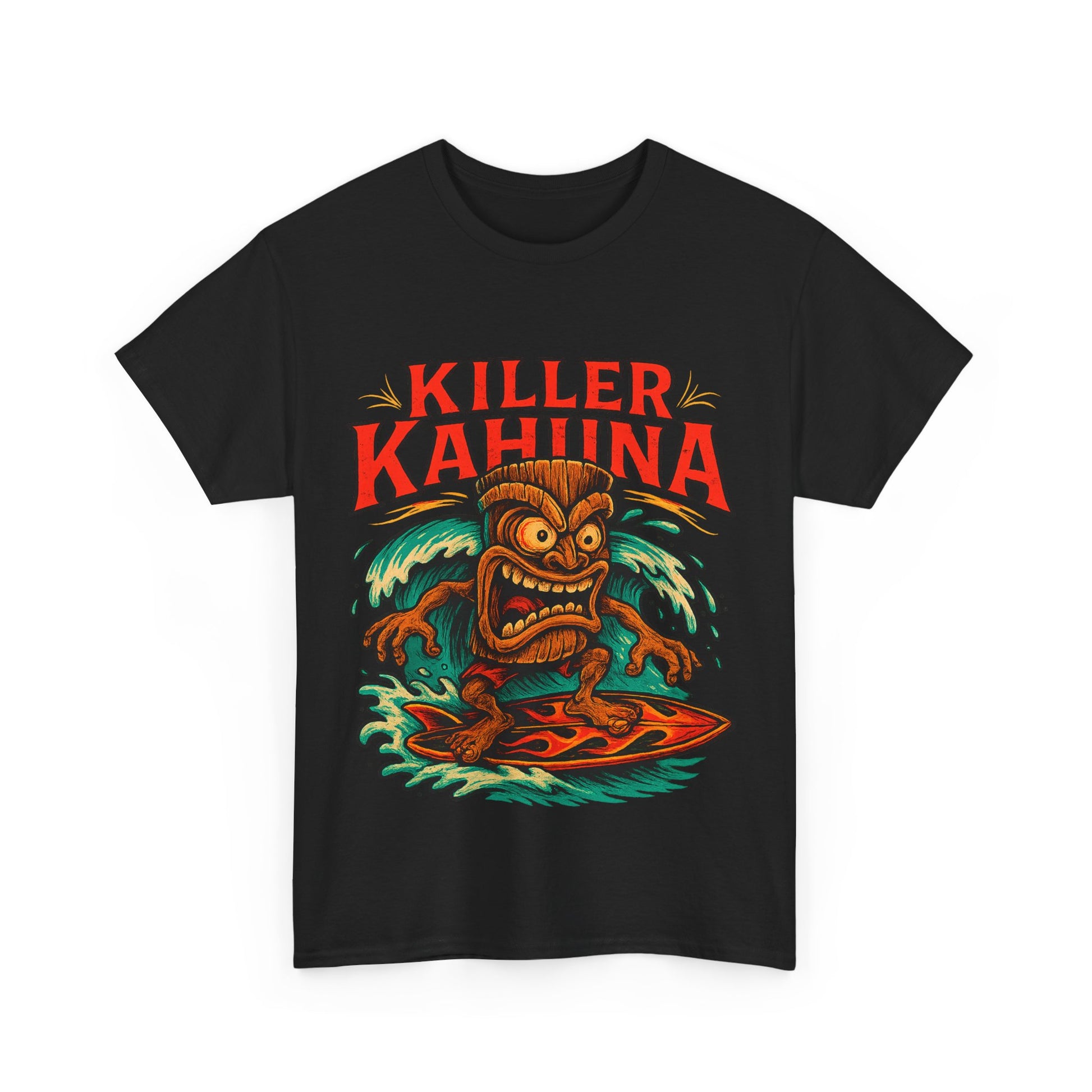 Killer Kahuna Surfing Tiki Rockabilly Kustom Kulture T-Shirt - Retro Au Go Go