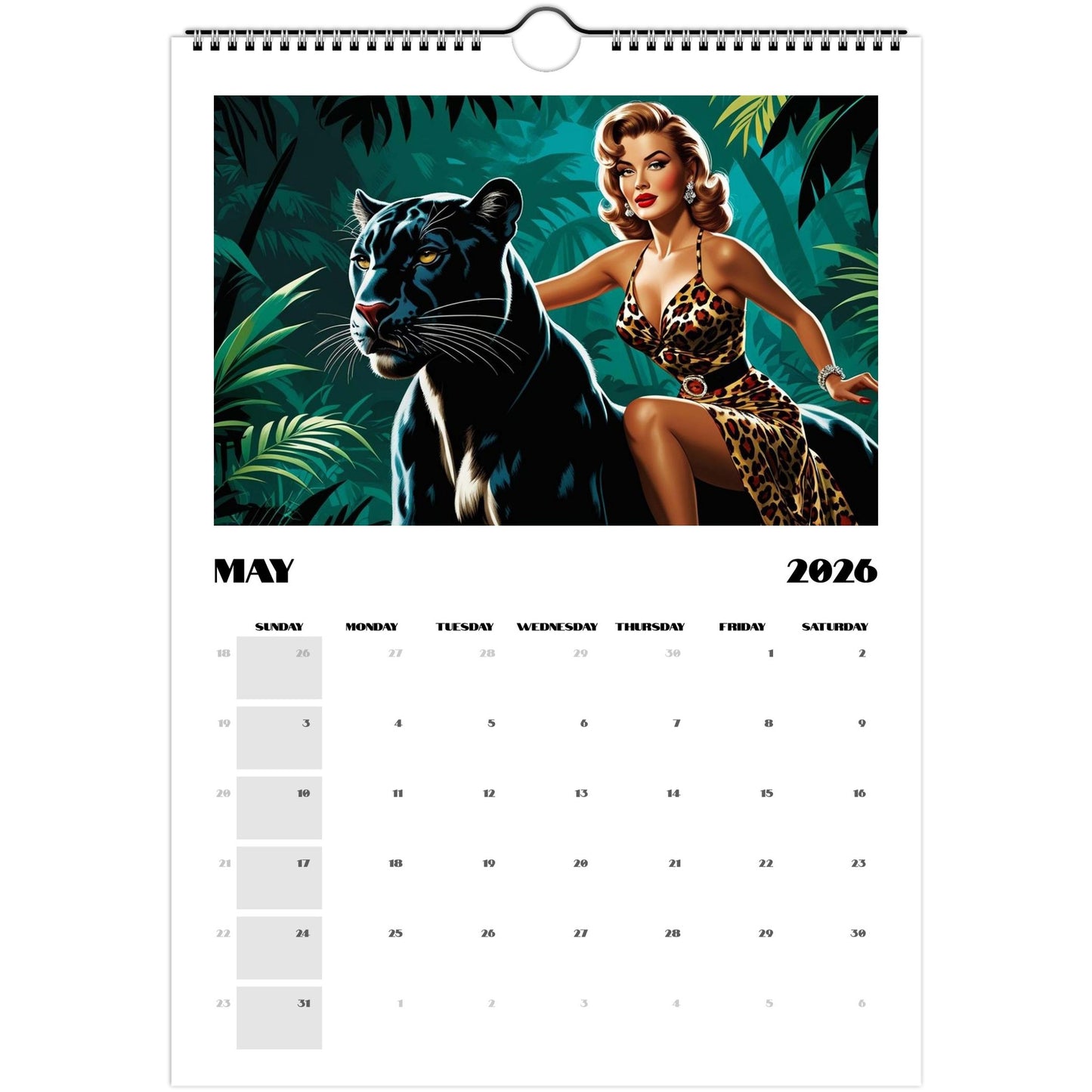 Jungle Fever 2026 Retro Wall Calendar - Retro Au Go Go