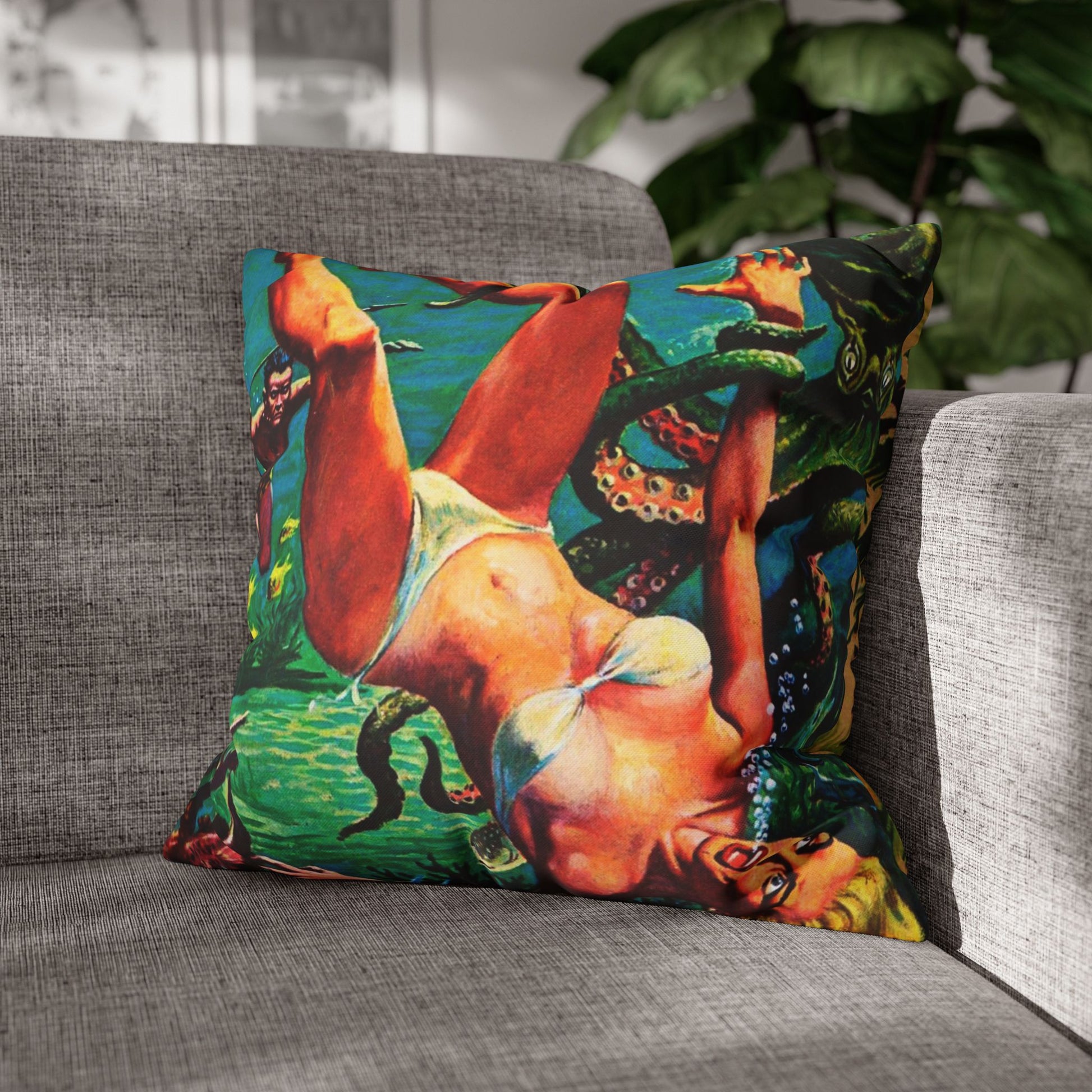 Diver In Danger Cushion Cover - Retro Au Go Go