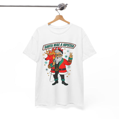 Santa Was A Hipster Christmas T-shirt - Retro Au Go Go