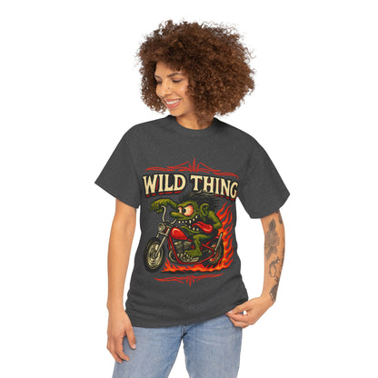 Wild Thing – Fire - Breathing Greaser Biker from Hell’s Highway T-Shirt - Retro Au Go Go
