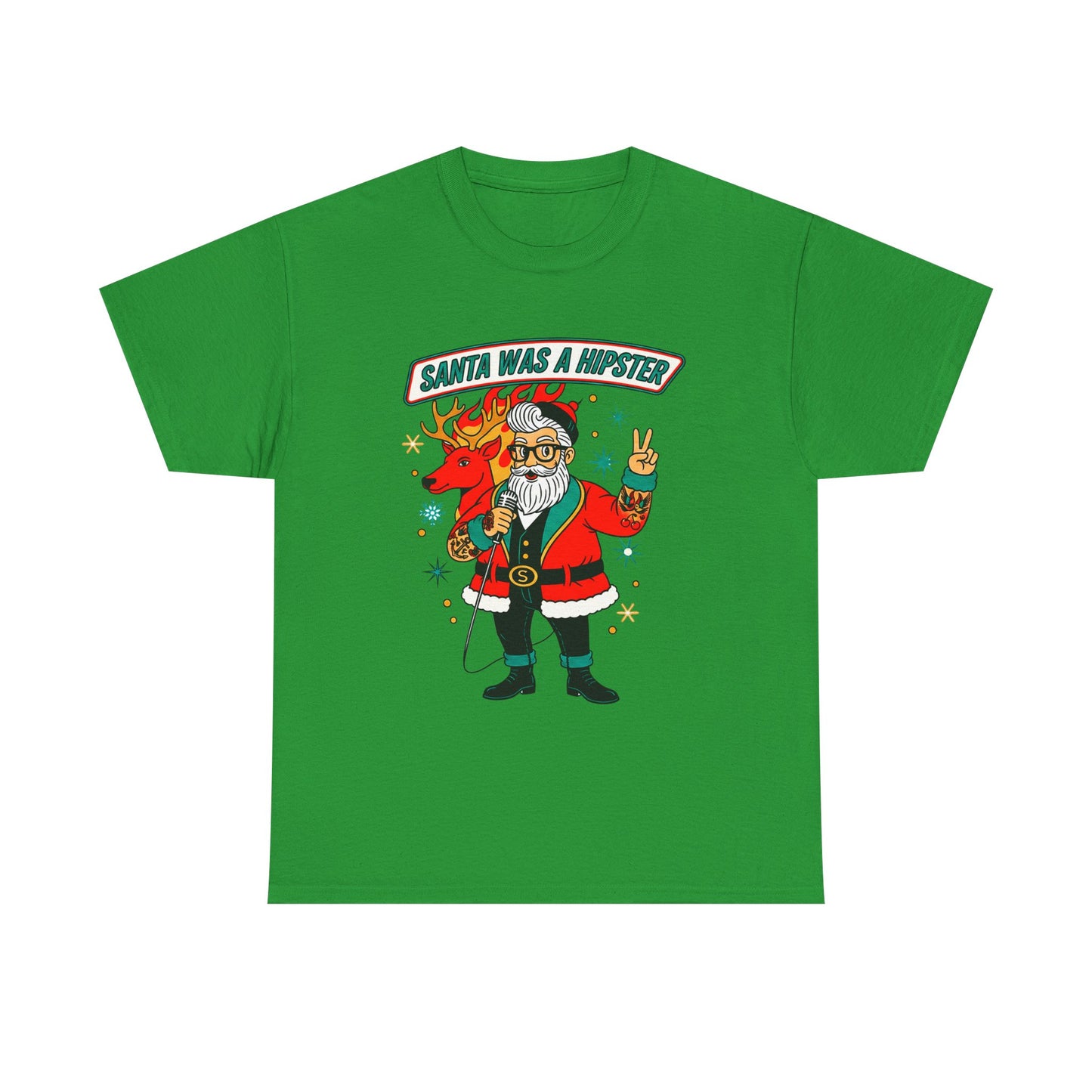 Santa Was A Hipster Christmas T-shirt - Retro Au Go Go