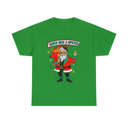 Santa Was A Hipster Christmas T-shirt - Retro Au Go Go