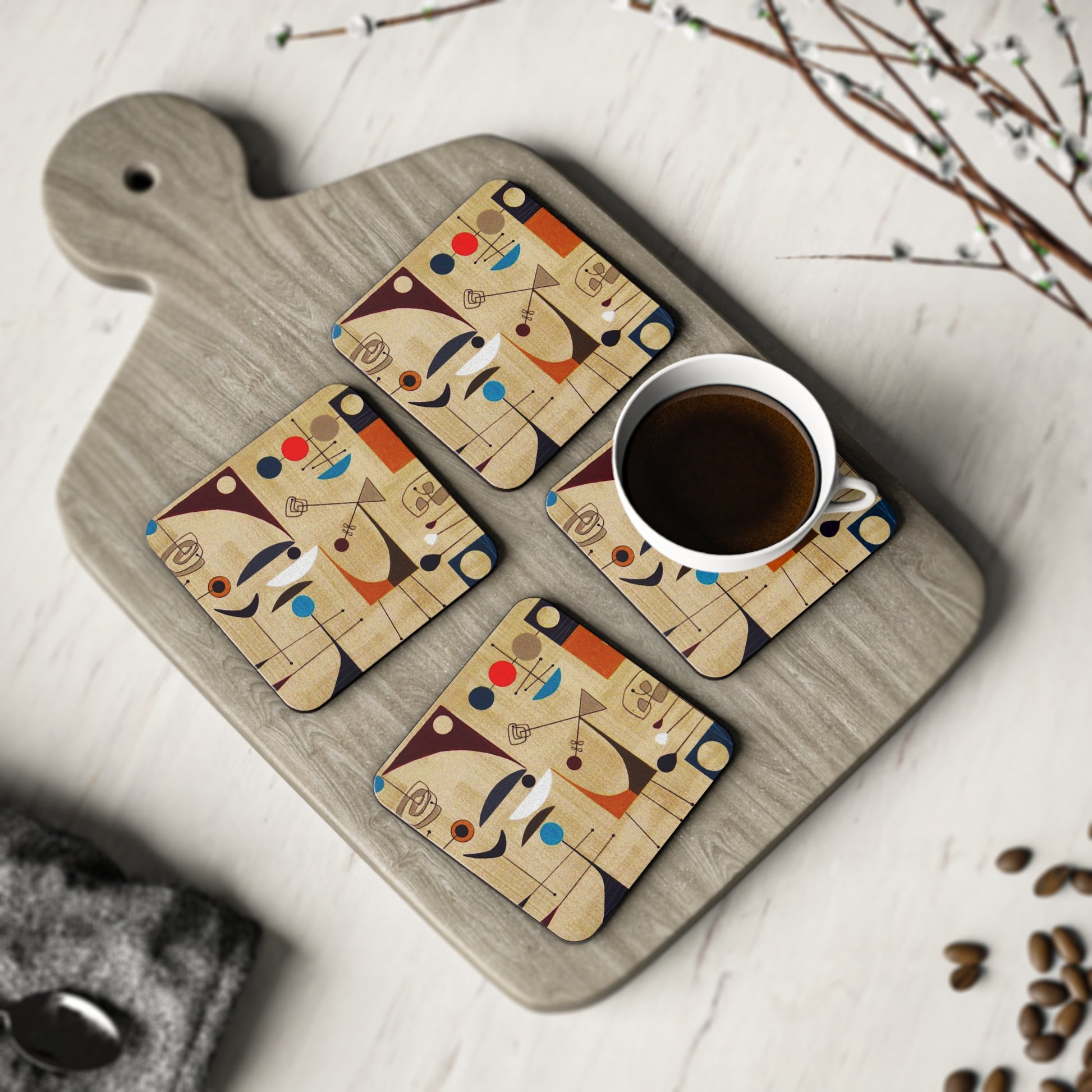 Atomic Shapes Coaster Set - Retro Au Go Go