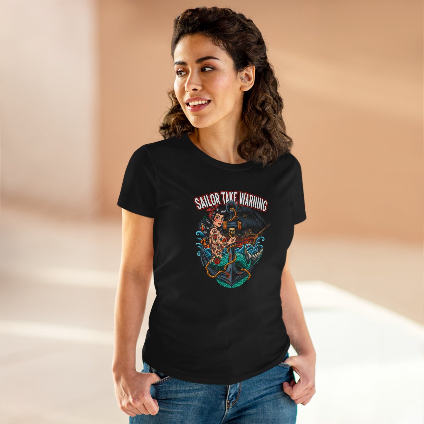 Sailor Take Warning Womens T-Shirt - Retro Au Go Go