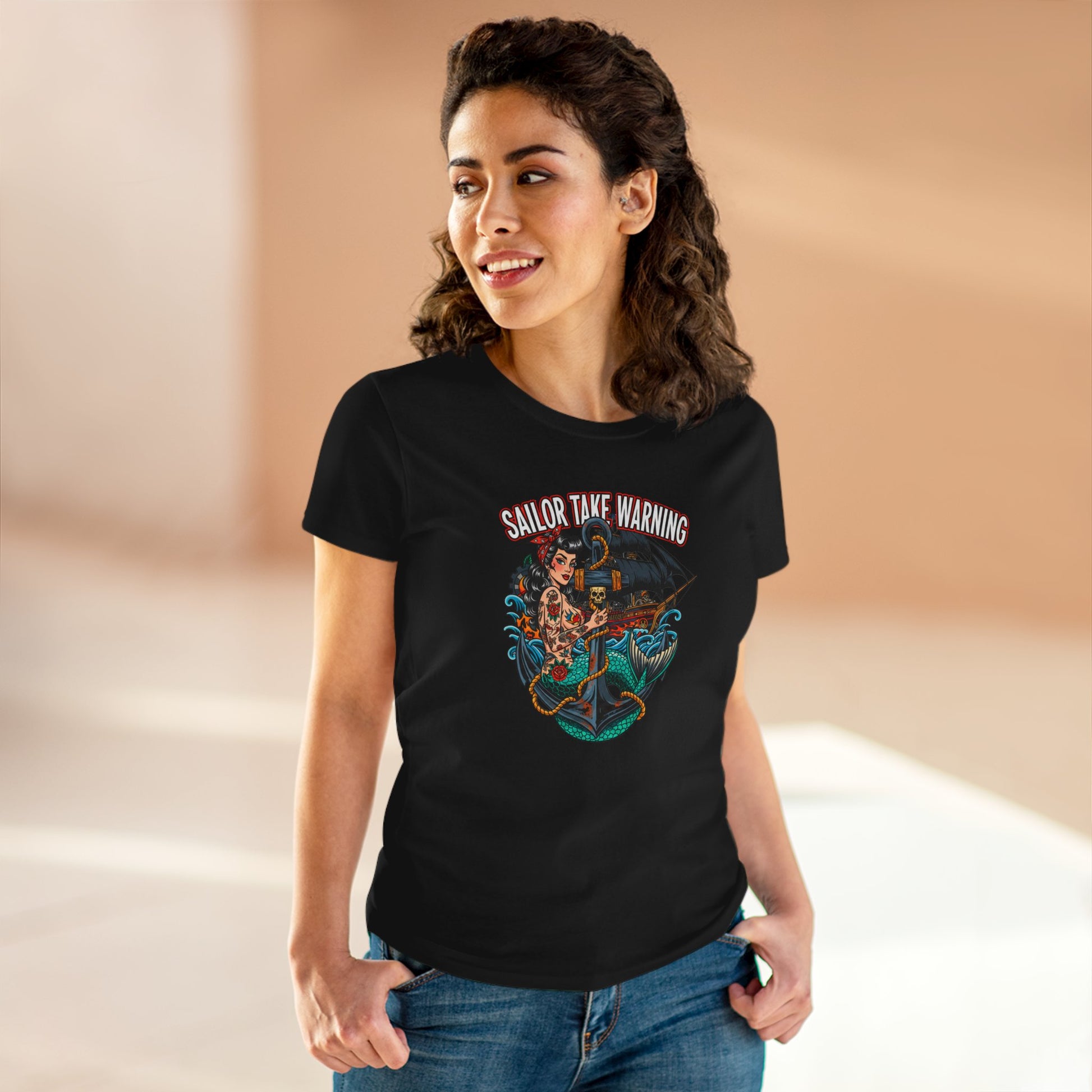 Sailor Take Warning Womens T-Shirt - Retro Au Go Go