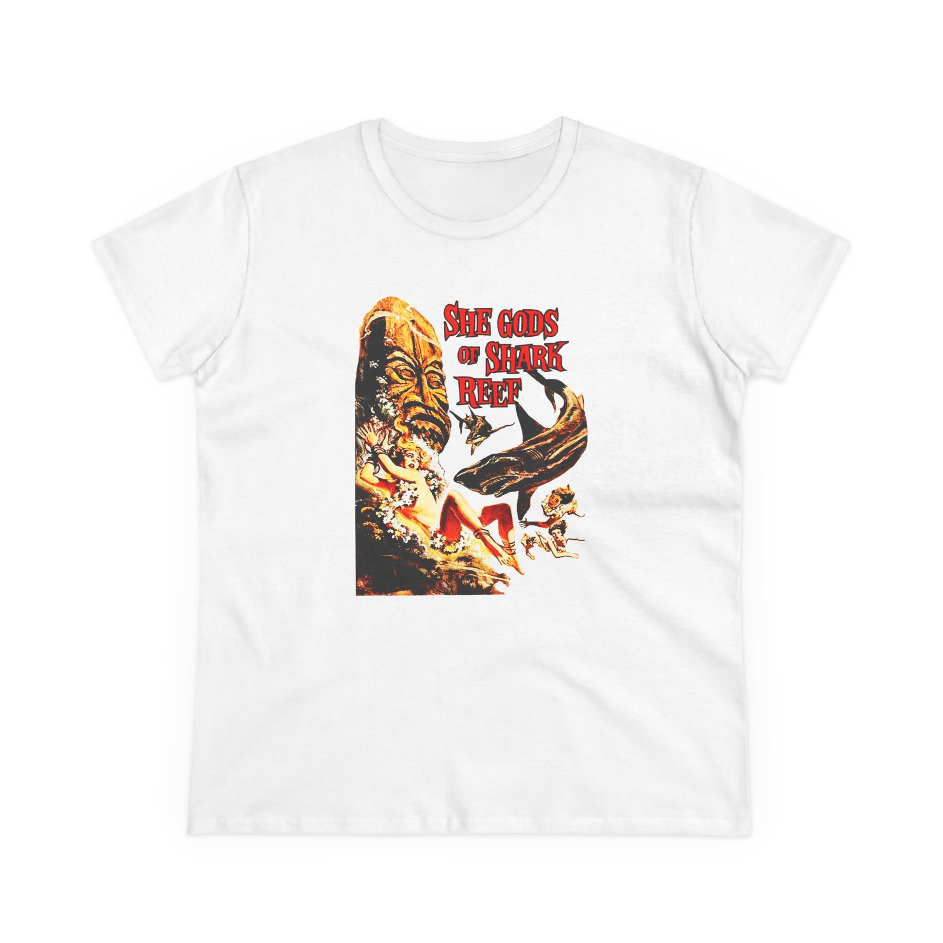 She Gods Of Shark Reef Womens T-shirt - Retro Au Go Go