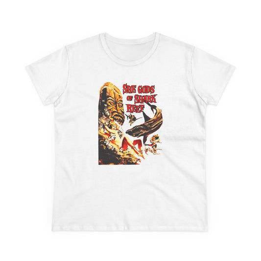 She Gods Of Shark Reef Womens T-shirt - Retro Au Go Go