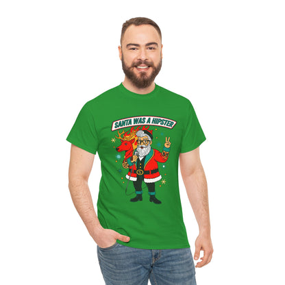 Santa Was A Hipster Christmas T-shirt - Retro Au Go Go