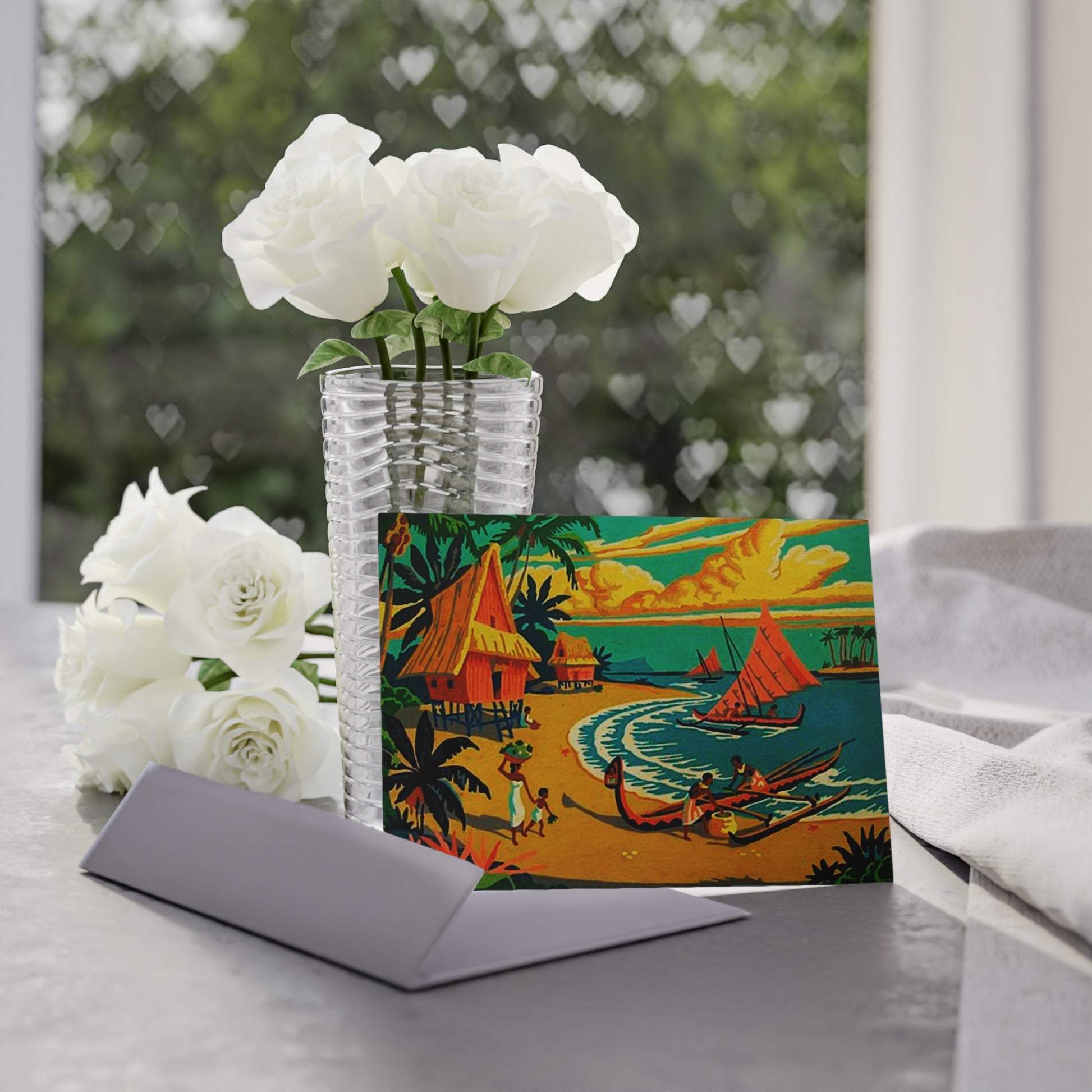 Post Card (One - Sided Print) - Vintage Island Scene - Retro Au Go Go