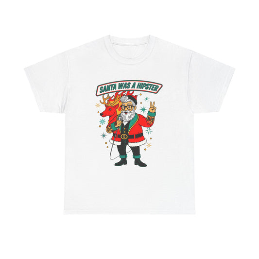 Santa Was A Hipster Christmas T-shirt - Retro Au Go Go