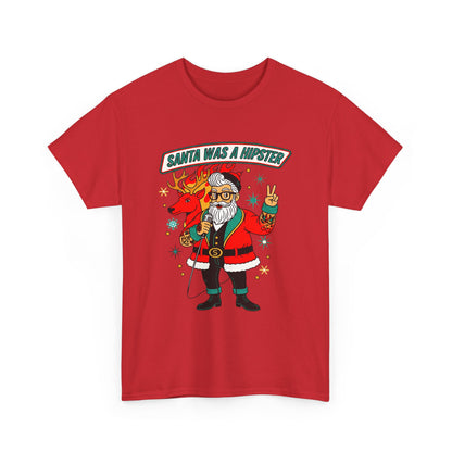 Santa Was A Hipster Christmas T-shirt - Retro Au Go Go