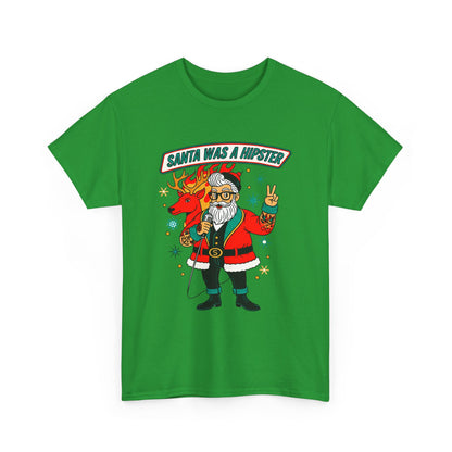 Santa Was A Hipster Christmas T-shirt - Retro Au Go Go