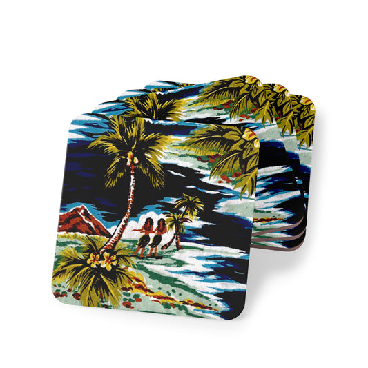 Twin Hula Girls Coaster Set - Retro Au Go Go