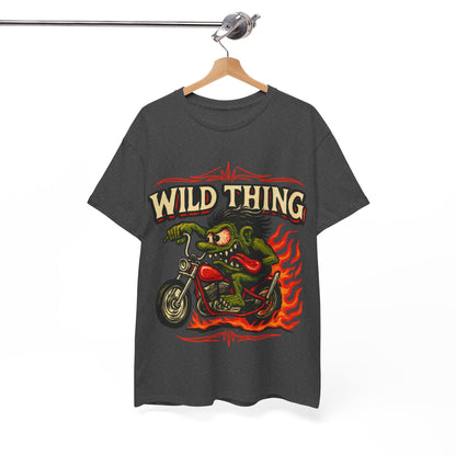 Wild Thing – Fire - Breathing Greaser Biker from Hell’s Highway T-Shirt - Retro Au Go Go