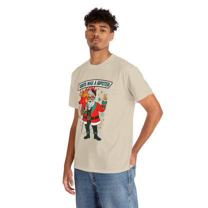 Santa Was A Hipster Christmas T-shirt - Retro Au Go Go