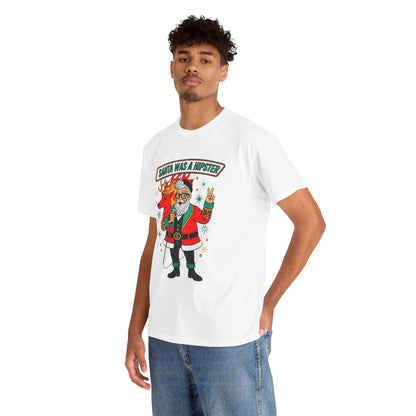 Santa Was A Hipster Christmas T-shirt - Retro Au Go Go