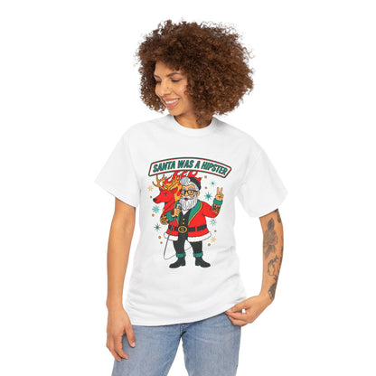 Santa Was A Hipster Christmas T-shirt - Retro Au Go Go