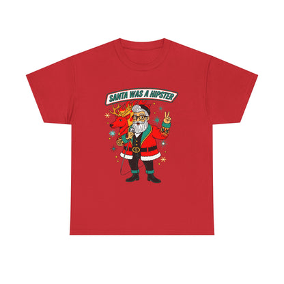 Santa Was A Hipster Christmas T-shirt - Retro Au Go Go